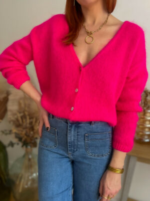 Suzy gilet mohair et fushia