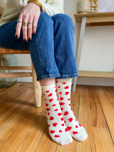 Mabel chaussettes coeurs rouges